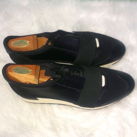 Balenciaga Black Leather Men's Low Top Athletic Made In Italy Size 10 - Picture 5 of 10